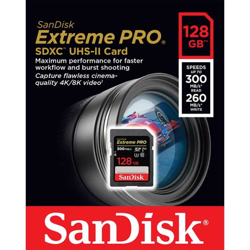 SANDISK-TARJETA-DE-MEMORIA-SD-EXTREME-PRO-128GB-UHS-II-300MB-S---260MB-S-SDSDXDK-128G-GN4IN