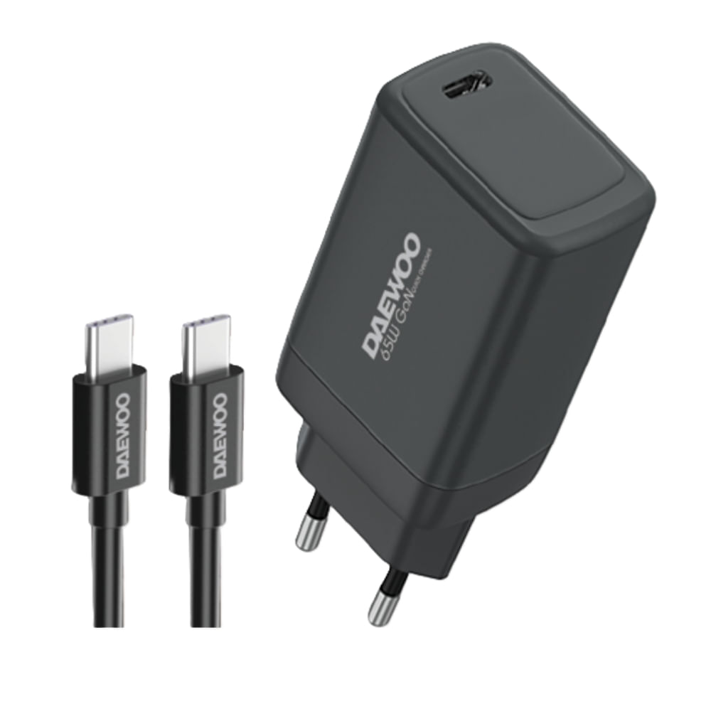 DAEWOO COMBO CARGADOR DE PARED 65 W + CABLE DE CARGA DI-PD651-EU