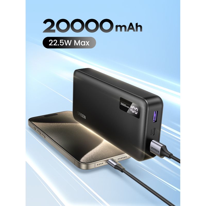 UGREEN-BATERIA-PORTATIL-20.000MAH-PD-20W-1USB-C-1USB-A-PB312