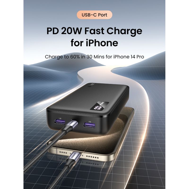 UGREEN-BATERIA-PORTATIL-20.000MAH-PD-20W-1USB-C-1USB-A-PB312