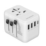 INTROTECH ADAPTADOR UNIVERSAL P/VIAJE C/ 3 USB + 1 USB-C  651FC BLANCO