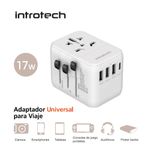 INTROTECH ADAPTADOR UNIVERSAL P/VIAJE C/ 3 USB + 1 USB-C  651FC BLANCO
