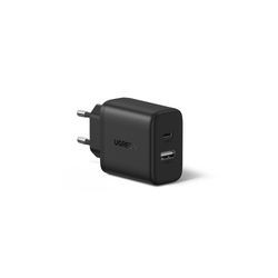 UGREEN CARGADOR RÁPIDO Y COMPACTO 20W X227 CON 2 PUERTOS USB-C + USB-A, BLACK X227