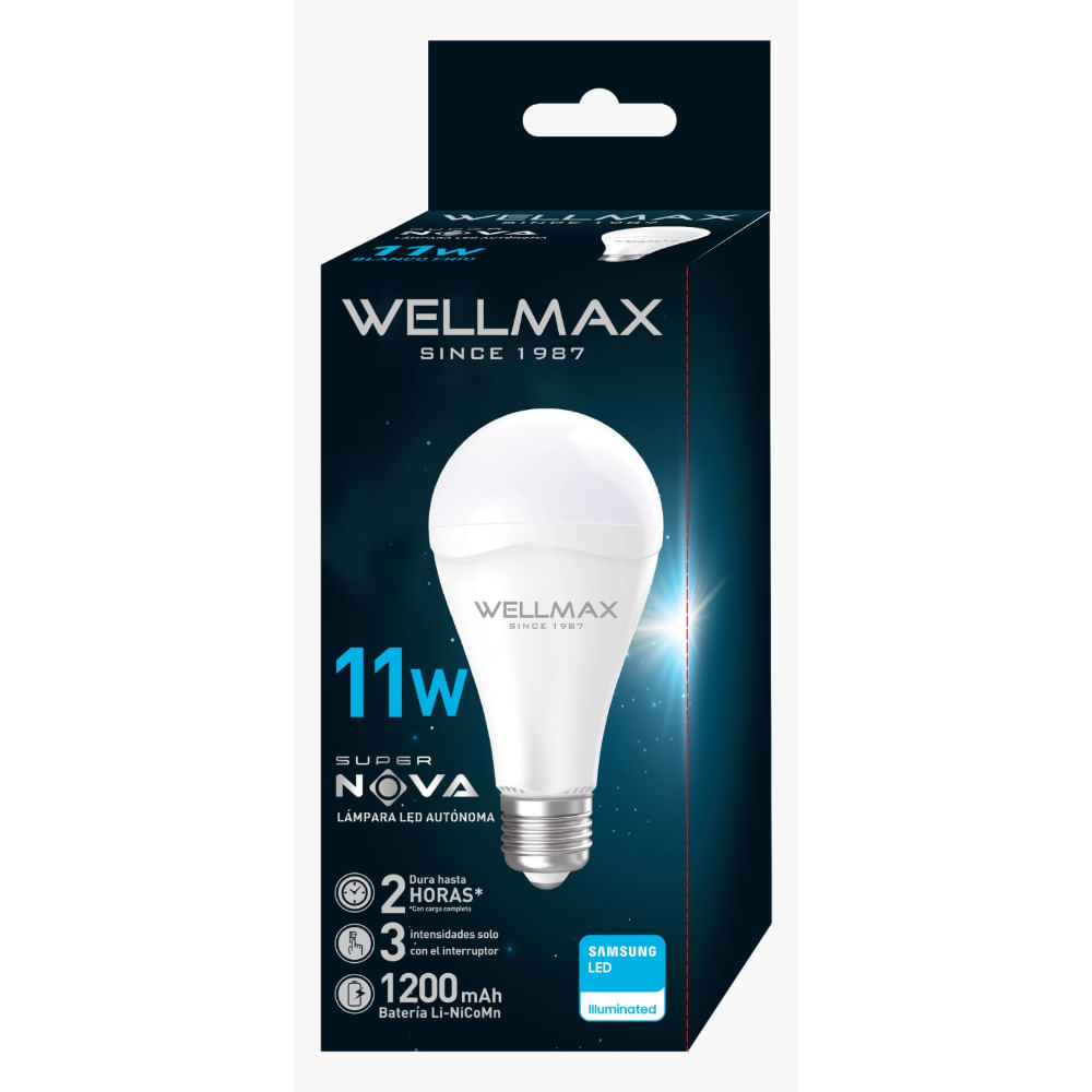 WELLMAX AMPOLLETA LED EMERGENCIA SUPERNOVA 11W BLANCO CALIDO