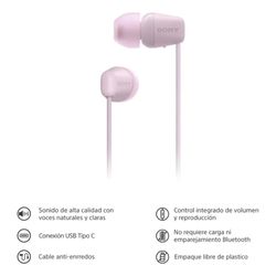 SONY AUDIFONOS INTERNOS USB-C CON CABLE IER-EX15C ROSADO