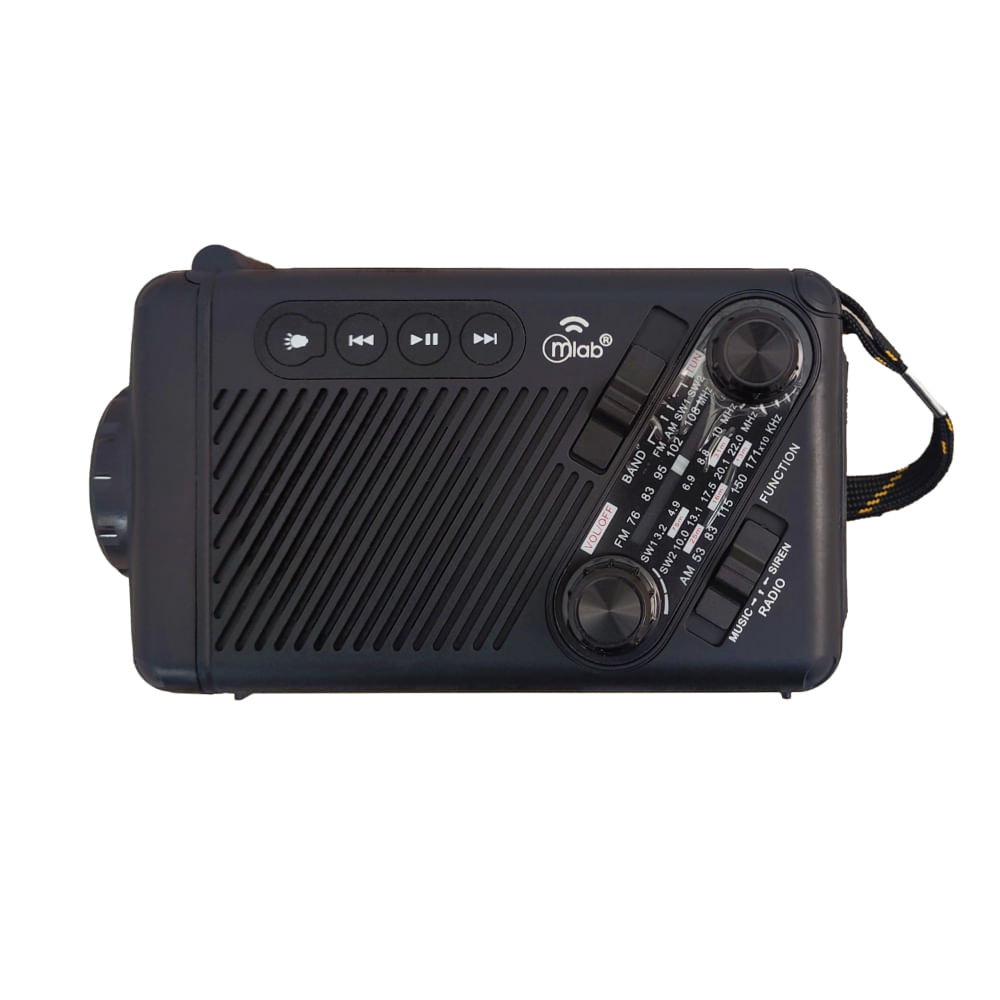 MLAB  LINTERNA LED RECARGABLE SOLAR + RADIO CON DINAMO ALERT INCIDENT 9585 BLACK