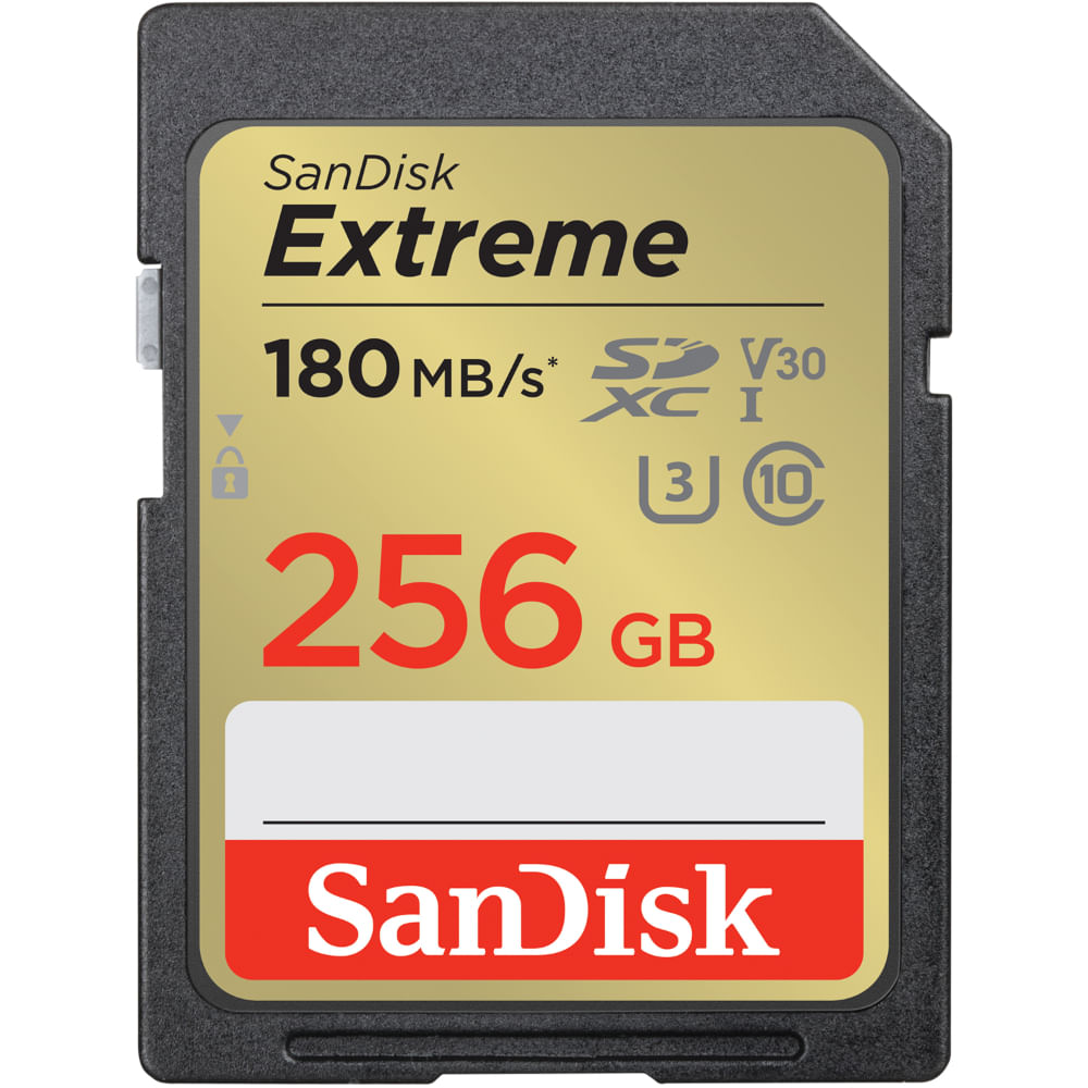 SANDISK TARJETA DE MEMORIA SD 256GB EXTREME UHS-I 180MB/S  SDSDXVV-256G-GNCIN